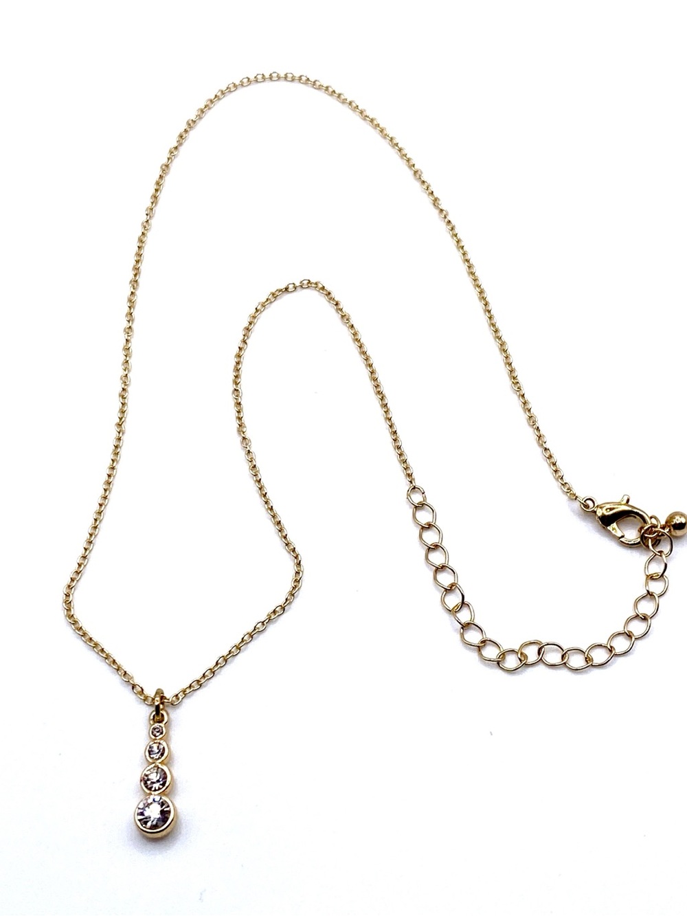 Jasmine Lane Clear Crystal Rhinestone Stone Linear Drop Pendant Necklace NWT
